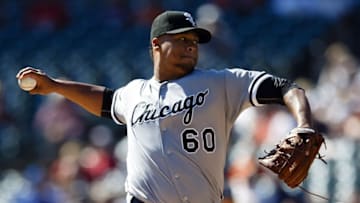 Sep 23, 2015; Detroit, MI, USA; Chicago White Sox pitcher Frankie Montas (60) pitches against the Detroit Tigers at Comerica Park. Mandatory Credit: Rick Osentoski-USA TODAY Sports
