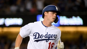 LOS ANGELES, CALIFORNIA - AUGUST 21: Will Smith #16 of the Los Angeles Dodgers runs to first after his solo homerun, to take a 1-0 lead over the Toronto Blue Jays, during the fourth inning at Dodger Stadium on August 21, 2019 in Los Angeles, California. (Photo by Harry How/Getty Images)