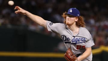 PHOENIX, ARIZONA - SEPTEMBER 01: Relief pitcher Dustin May #85 of the Los Angeles Dodgers pitches against the Arizona Diamondbacks during the fourth inning of the MLB game at Chase Field on September 01, 2019 in Phoenix, Arizona. (Photo by Christian Petersen/Getty Images)