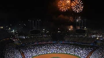 LOS ANGELES, CA - JULY 04: Fans watch a fireworks show after the game between the Los Angeles Dodgers and the Arizona Diamondbacks at Dodger Stadium on July 4, 2017 in Los Angeles, California. (Photo by Jayne Kamin-Oncea/Getty Images)