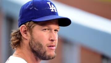 LOS ANGELES, CA - JULY 21: Clayton Kershaw #22 of the Los Angeles Dodgers waits for the start of the game against the Atlanta Braves at Dodger Stadium on July 21, 2017 in Los Angeles, California. (Photo by Harry How/Getty Images)