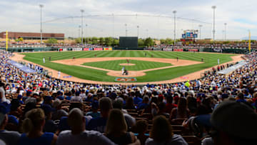 GLENDALE, AZ - MARCH 05: General view of action between the Arizona Diamondbacks and Los Angeles Dodgers during the spring training game at Camelback Ranch on March 5, 2016 in Glendale, Arizona. (Photo by Jennifer Stewart/Getty Images)
