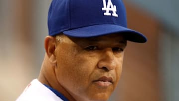 LOS ANGELES, CA - APRIL 10: Manager Dave Roberts of the Los Angeles Dodgers looks on prior to a game against the Oakland Athletics e at Dodger Stadium on April 10, 2018 in Los Angeles, California. (Photo by Sean M. Haffey/Getty Images)