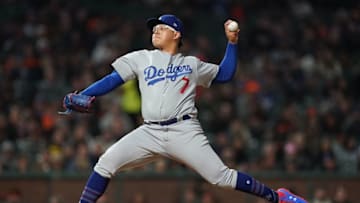SAN FRANCISCO, CA - MAY 01: Julio Urias #7 of the Los Angeles Dodgers pitches against the San Francisco Giants in the ninth inning of a Major League baseball game at Oracle Park on May 1, 2019 in San Francisco, California. The Giants won the game 2-1. (Photo by Thearon W. Henderson/Getty Images)