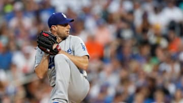 NEW YORK, NEW YORK - AUGUST 15: Max Scherzer #31 of the Los Angeles Dodgers in action against the New York Mets at Citi Field on August 15, 2021 in New York City. The Dodgers defeated the Mets 14-4. (Photo by Jim McIsaac/Getty Images)
