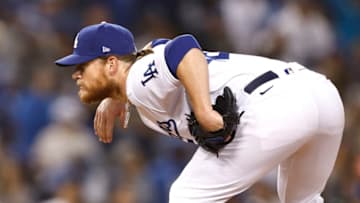 LOS ANGELES, CALIFORNIA - APRIL 15: Craig Kimbrel #46 of the Los Angeles Dodgers pitches against the Cincinnati Reds during the ninth inning at Dodger Stadium on April 15, 2022 in Los Angeles, California. All players are wearing the number 42 in honor of Jackie Robinson Day. (Photo by Michael Owens/Getty Images)