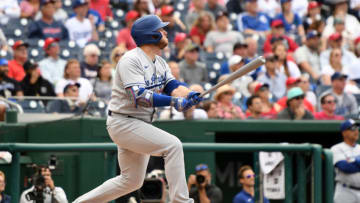 WASHINGTON, DC - MAY 25: Max Muncy #13 of the Los Angeles Dodgers takes a swing during a baseball game against the Washington Nationals at Nationals Park on May 25, 2022 in Washington DC. (Photo by Mitchell Layton/Getty Images)
