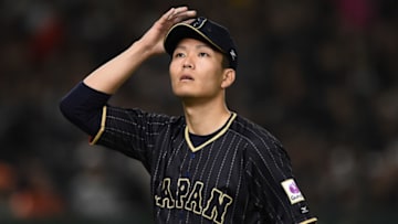TOKYO, JAPAN - MARCH 12: Pitcher Kohdai Senga #41 of Japan reacts after the bottom of the sixth inning during the World Baseball Classic Pool E Game Two between Japan and Netherlands at the Tokyo Dome on March 12, 2017 in Tokyo, Japan. (Photo by Matt Roberts/Getty Images)