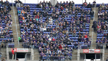 BALTIMORE, MD - NOVEMBER 18: Fans watch during the first half of the Baltimore Ravens and Cincinnati Bengals game at M&T Bank Stadium on November 18, 2018 in Baltimore, Maryland. (Photo by Rob Carr/Getty Images)
