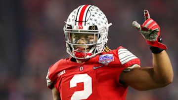 GLENDALE, ARIZONA - DECEMBER 28: J.K. Dobbins #2 of the Ohio State Buckeyes reacts against the Clemson Tigers in the first half during the College Football Playoff Semifinal at the PlayStation Fiesta Bowl at State Farm Stadium on December 28, 2019 in Glendale, Arizona. (Photo by Christian Petersen/Getty Images)