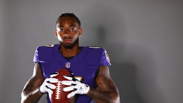 OWINGS MILLS, MARYLAND - JUNE 10: Jordan Lasley #17 of the Baltimore Ravens poses for a photo at the Under Armour Performance Center on June 10, 2019 in Owings Mills, Maryland. (Photo by Rob Carr/Getty Images)