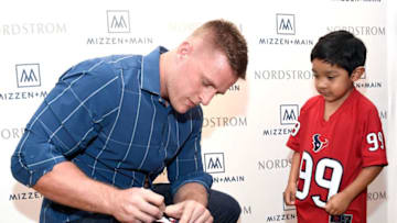 HOUSTON, TX - FEBRUARY 01: J.J. Watt celebrates Mizzen Main at Nordstrom Houston Galleria on February 1, 2017 in Houston, Texas. (Photo by Frazer Harrison/Getty Images for Mizzen Main)