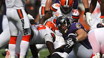 BALTIMORE, MD - SEPTEMBER 17: Offensive guard Marshal Yanda