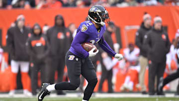 CLEVELAND, OH - DECEMBER 17: Eric Weddle #32 of the Baltimore Ravens returns an interception in the first half against the Cleveland Browns at FirstEnergy Stadium on December 17, 2017 in Cleveland, Ohio. (Photo by Jason Miller/Getty Images)