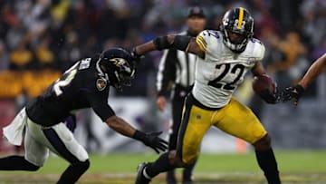 Najee Harris, Ravens, Marcus Peters (Photo by Patrick Smith/Getty Images)