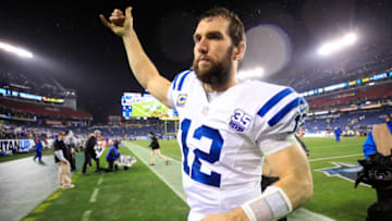 NASHVILLE, TN - DECEMBER 30: Andrew Luck #12 of the Indianapolis Colts waves to the crowd while leaving the field after beating the Tennessee Titans at Nissan Stadium on December 30, 2018 in Nashville, Tennessee. (Photo by Andy Lyons/Getty Images)