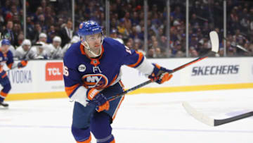 UNIONDALE, NEW YORK - FEBRUARY 28: Andrew Ladd #16 of the New York Islanders skates against the Toronto Maple Leafs at NYCB Live's Nassau Coliseum on February 28, 2019 in Uniondale City. The Islanders defeated the Maple Leafs 6-1. (Photo by Bruce Bennett/Getty Images)
