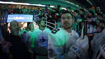 ST LOUIS, MISSOURI - JANUARY 25: Tomas Hertl #48 of the San Jose Sharks looks on prior to the 2020 Honda NHL All-Star Game at Enterprise Center on January 25, 2020 in St Louis, Missouri. (Photo by Jamie Squire/Getty Images)