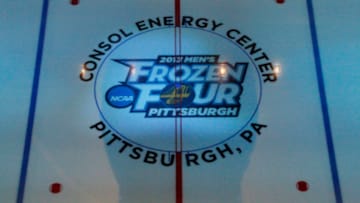 PITTSBURGH, PA - APRIL 11: A view of center ice before the game between the Quinnipiac Bobcats and the St. Cloud State Huskies at Consol Energy Center on April 11, 2013 in Pittsburgh, Pennsylvania. (Photo by Justin K. Aller/Getty Images)