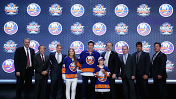 PHILADELPHIA, PA - JUNE 27: Michael Dal Colle is selected fifth overall by the New York Islanders in the first round of the 2014 NHL Draft at the Wells Fargo Center on June 27, 2014 in Philadelphia, Pennsylvania. (Photo by Bruce Bennett/Getty Images)