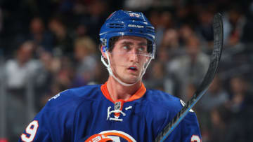 NEW YORK, NY - SEPTEMBER 28: Brock Nelson #29 of the New York Islanders skates against the Washington Capitals at the Barclays Center on September 28, 2015 in Brooklyn borough of New York City. The Capitals defeated the Islanders 3-1. (Photo by Bruce Bennett/Getty Images)