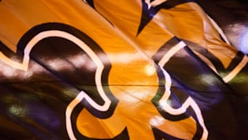 NASHVILLE, TN - AUGUST 26: Flag with logo of the New Orleans Saints is run onto the field before a preseason game against the Pittsburgh Steelers at Mercedes-Benz Superdome on August 26, 2016 in New Orleans, Louisiana. The Steelers defeated the Saints 27-14. (Photo by Wesley Hitt/Getty Images)