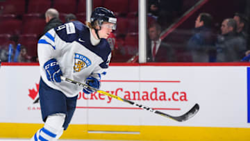 MONTREAL, QC - DECEMBER 19: Robin Salo of Team Finland #4 skates during the warmup prior to the IIHF exhibition game against Team Canada at the Bell Centre on December 19, 2016 in Montreal, Quebec, Canada. Team Canada defeated Team Finland 5-0. (Photo by Minas Panagiotakis/Getty Images)