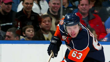 UNIONDALE, NY - APRIL 03: Josef Vasicek #63 of the New York Islanders skates against the New York Rangers on April 3, 2008 at the Nassau Coliseum in Uniondale, New York. The Rangers defeated the Islanders 3-0. (Photo by Bruce Bennett/Getty Images)