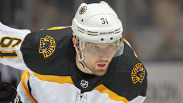 TORONTO, ON - APRIL 16: Rick Nash #61 of the Boston Bruins waits for a faceoff against the Toronto Maple Leafs in Game Three of the Eastern Conference First Round during the 2018 Stanley Cup Play-offs at the Air Canada Centre on April 16, 2018 in Toronto, Ontario, Canada. The Maple Leafs defeated the Bruins 4-2. (Photo by Claus Andersen/Getty Images) *** Local Caption *** Rick Nash