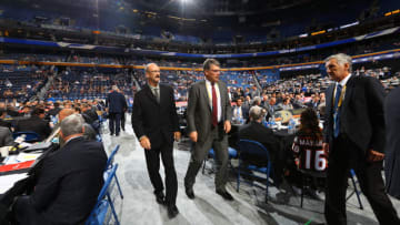 BUFFALO, NY - JUNE 25: (l-r) Former New York Islander players Ken Morrow and Mats Hallin attend the 2016 NHL Draft on June 25, 2016 in Buffalo, New York. (Photo by Bruce Bennett/Getty Images)