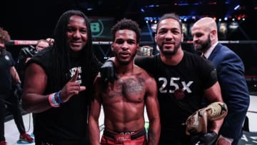 Keith Lee, brother of UFC fighter, Kevin Lee, weighs in for his Bellator 239 bout on Saturday (photo via Bellator MMA)