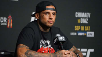 LAS VEGAS, NV - SEPTEMBER 7: Daniel Rodriguez speaks to the media during the UFC 279 media day on September 7, 2022, at the UFC APEX in Las Vegas, NV. (Photo by Amy Kaplan/Icon Sportswire)