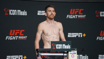LAS VEGAS, NV - SEPTEMBER 16: Cory Sandhagen weighs in for their UFC Vegas 60 bout during the official weigh-ins on September 16, 2022, at the UFC APEX in Las Vegas, NV. (Photo by Amy Kaplan/Icon Sportswire)