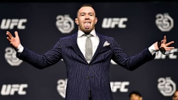 BROOKLYN, NEW YORK - APRIL 06: Colby Covington poses for photos during the UFC press conference inside Barclays Center on April 6, 2018 in Brooklyn, New York. (Photo by Jeff Bottari/Zuffa LLC/Zuffa LLC via Getty Images)