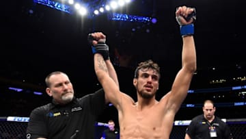 NEW YORK, NY - NOVEMBER 04: Ricardo Ramos of Brazil celebrates after defeating Aiemann Zahabi of Canada in their bantamweight bout during the UFC 217 event at Madison Square Garden on November 4, 2017 in New York City. (Photo by Josh Hedges/Zuffa LLC/Zuffa LLC via Getty Images)