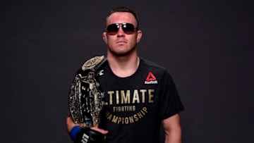 CHICAGO, ILLINOIS - JUNE 09: UFC interim welterweight champion Colby Covington poses for a post fight portrait backstage during the UFC 225 event at the United Center on June 9, 2018 in Chicago, Illinois. (Photo by Mike Roach/Zuffa LLC/Zuffa LLC via Getty Images)