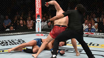 LAS VEGAS, NV - JULY 06: Jan Blachowicz of Poland finishes Luke Rockhold in their light heavyweight fight during the UFC 239 event at T-Mobile Arena on July 6, 2019 in Las Vegas, Nevada. (Photo by Josh Hedges/Zuffa LLC/Zuffa LLC)