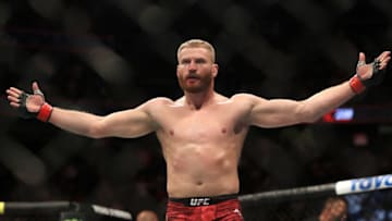 LAS VEGAS, NEVADA - JULY 06: Jan Blachowicz of Poland reacts after defeating Luke Rockhold of the United States during their UFC 239 Light Heavyweight bout at T-Mobile Arena on July 06, 2019 in Las Vegas, Nevada. (Photo by Sean M. Haffey/Getty Images)