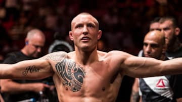 STOCKHOLM, SWEDEN - MAY 28: Jack Hermansson prepares to enter the Octagon during the UFC Fight Night event at Ericsson Globe on May 28, 2017 in Stockholm, Sweden. (Photo by Michael Campanella/Getty Images)