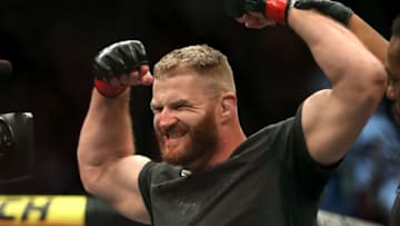 LAS VEGAS, NEVADA - JULY 06: Jan Blachowicz of Poland reacts after defeating Luke Rockhold of the United States by TKO in their UFC 239 Light Heavyweight bout at T-Mobile Arena on July 06, 2019 in Las Vegas, Nevada. (Photo by Sean M. Haffey/Getty Images)