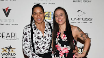 Amanda Nunes and Nina Ansaroff (Photo by Ethan Miller/Getty Images)