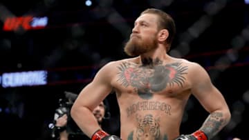 LAS VEGAS, NEVADA - JANUARY 18: Conor McGregor reacts before taking on Donald Cerrone in their welterweight bout during UFC246 at T-Mobile Arena on January 18, 2020 in Las Vegas, Nevada. (Photo by Steve Marcus/Getty Images)