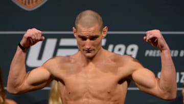 INGLEWOOD, CA - JUNE 03: Sean Strickland steps on the scale during the weigh-in for UFC 199 at The Forum on June 3, 2016 in Inglewood, California . (Photo by Jayne Kamin-Oncea/Getty Images)