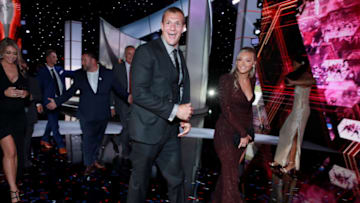 LOS ANGELES, CALIFORNIA - JULY 10: Rob Gronkowski and Camille Kostek attend The 2019 ESPYs at Microsoft Theater on July 10, 2019 in Los Angeles, California. (Photo by Rich Fury/Getty Images)