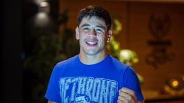 Mar 14, 2020; Brasilia, Brazil; Brandon Moreno in the press room during UFC Fight Night at Ginasio Nilson Nelson. Mandatory Credit: Jason da Silva-USA TODAY Sports