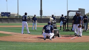 Padres batting practice. Credit: Kathy Whelan