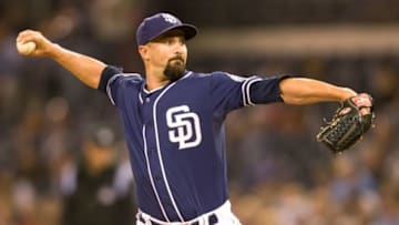 Jun 7, 2014; San Diego, CA, USA; San Diego Padres pitcher Nick Vincent (50) throws the ball in the 7th inning against the Washington Nationals at Petco Park. Mandatory Credit: Stan Liu-USA TODAY Sports