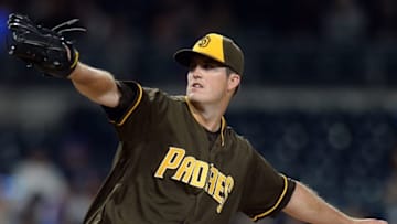 May 6, 2016; San Diego, CA, USA; San Diego Padres starting pitcher Drew Pomeranz (13) pitches against the New York Mets during the first inning at Petco Park. Mandatory Credit: Jake Roth-USA TODAY Sports