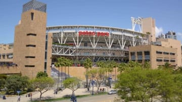 Apr 23, 2016; San Diego, CA, USA; General view of Petco Park and the downtown San Diego skyline. The venue is home of the San Diego Padres and will play host to the 2016 MLB All-Star game. Mandatory Credit: Kirby Lee-USA TODAY Sports