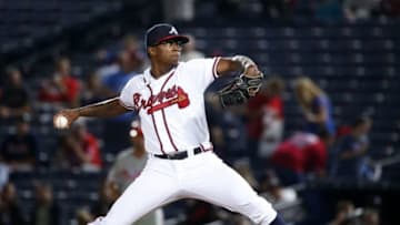 Sep 27, 2016; Atlanta, GA, USA; Atlanta Braves starting pitcher Tyrell Jenkins (61) delivers a pitch to a Philadelphia Phillies batter in the fifth inning of their game at Turner Field. Mandatory Credit: Jason Getz-USA TODAY Sports